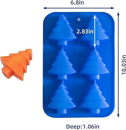 Vista 6 de IHOMECOOKER Juego de moldes de silicona para hornear de Navidad de gran tamaño, 4 piezas, árbol de Navidad, copos de nieve, muñeco de nieve, molde