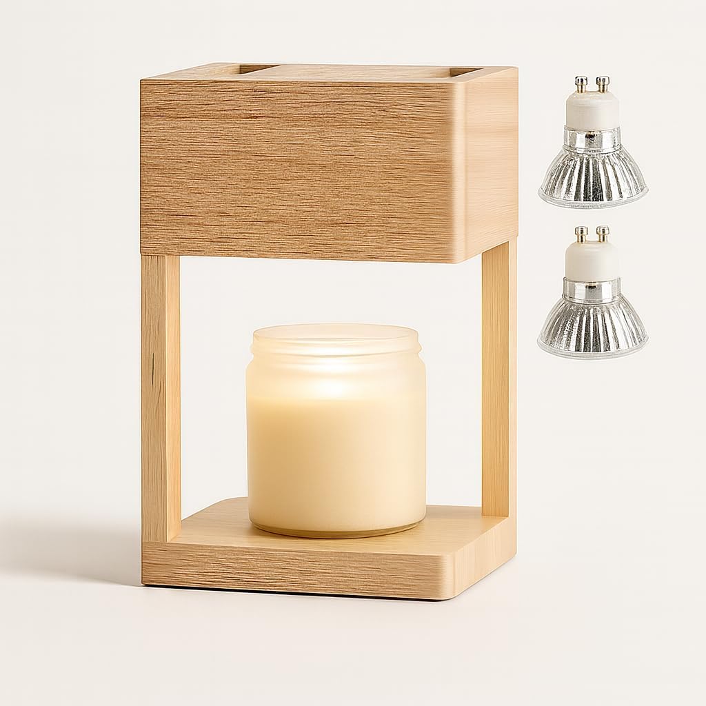 candle wax melter & warmer lamp – decorative wood lamp for scented wax, apartment decor & gift ideas