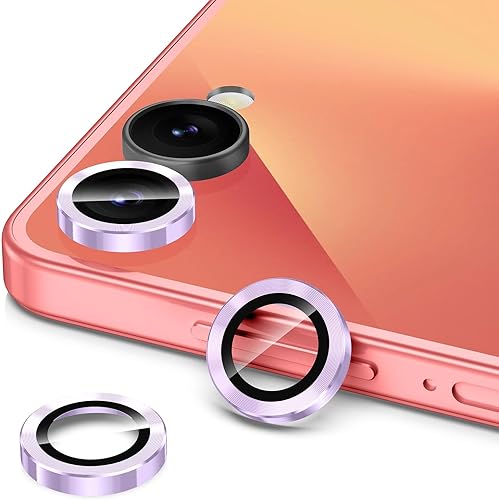 Vista 436 de para Samsung Galaxy Z Flip 7 Protector de Lente de Cámara, Cubierta de Lente de Vidrio Templado con Anillo de Metal Individual, [Fuerte Adhesión] 1