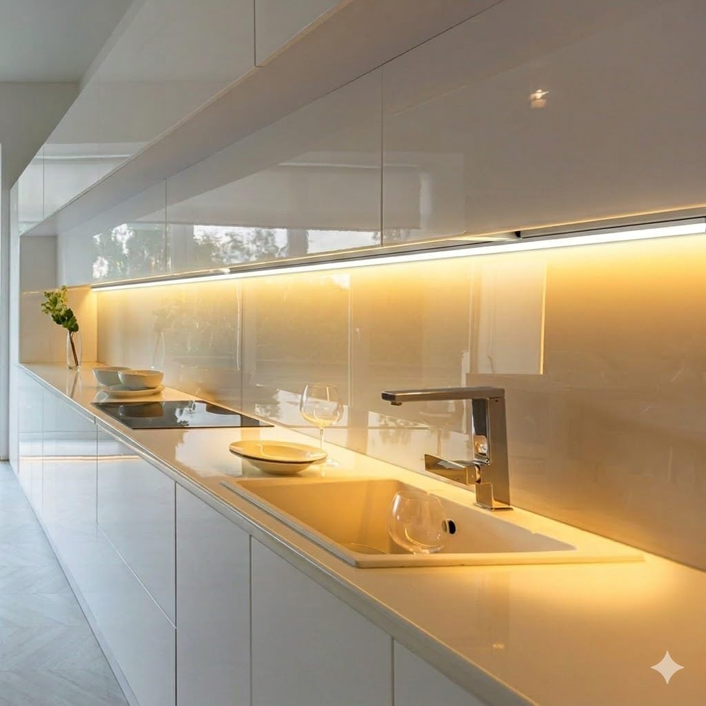 DE SANCTIS LIGHT DESIGN Barra Led Sottopensile No Touch Cucina Soggiorno Camera Profilo con adattatore di Alimentazione Lampada Striscia Luminosa Made In Italy