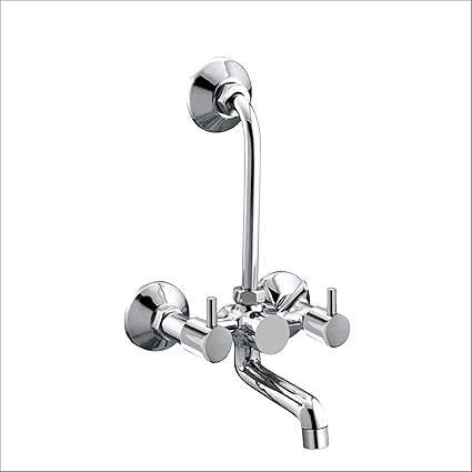 JABON Brass Wall Mixture 2 in 1 with L Band/Provision for Overhead Shower with Flange and Taflon Tape Chrome (2 Way FO01009)