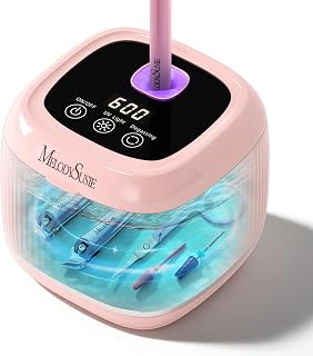 [2025 Upgraded] MelodySusie 2 in 1 Nail Tool Cleaning Machine, 3 Timers Mode for Nail Drill Bits, Nail Art Brush, Nail Clipper, Jewelry Cleaning, Salon & Home Use, Pink,DL-160