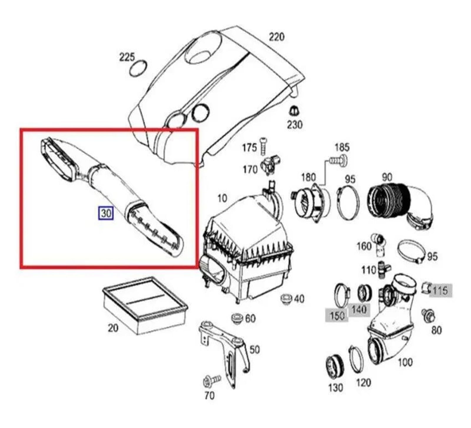 para Benz W176 W246 W117 W156 AB para CLA para GLA-Class OM651 Tubo Manguera Entrada Aire Motor A6510900000 A6510904337 Entrada Aire Coche Tubo Entrada Aire
