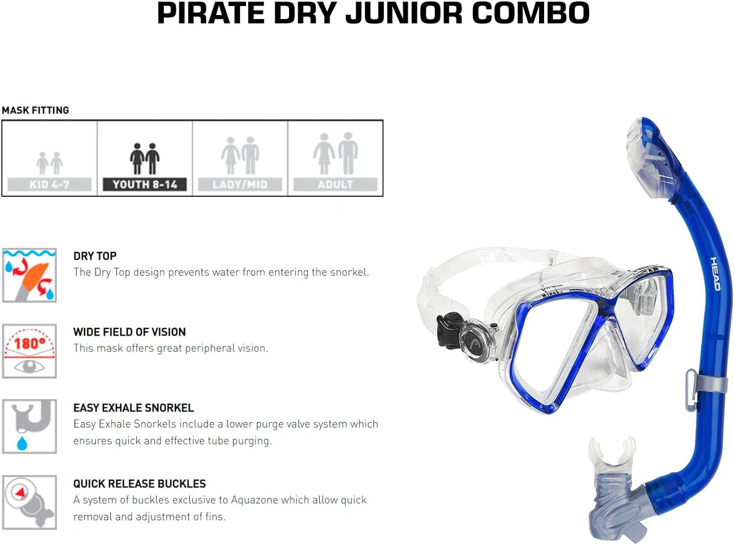 MARES Junior Pirate Dry Combo, Silicone Mask & Snorkel Set