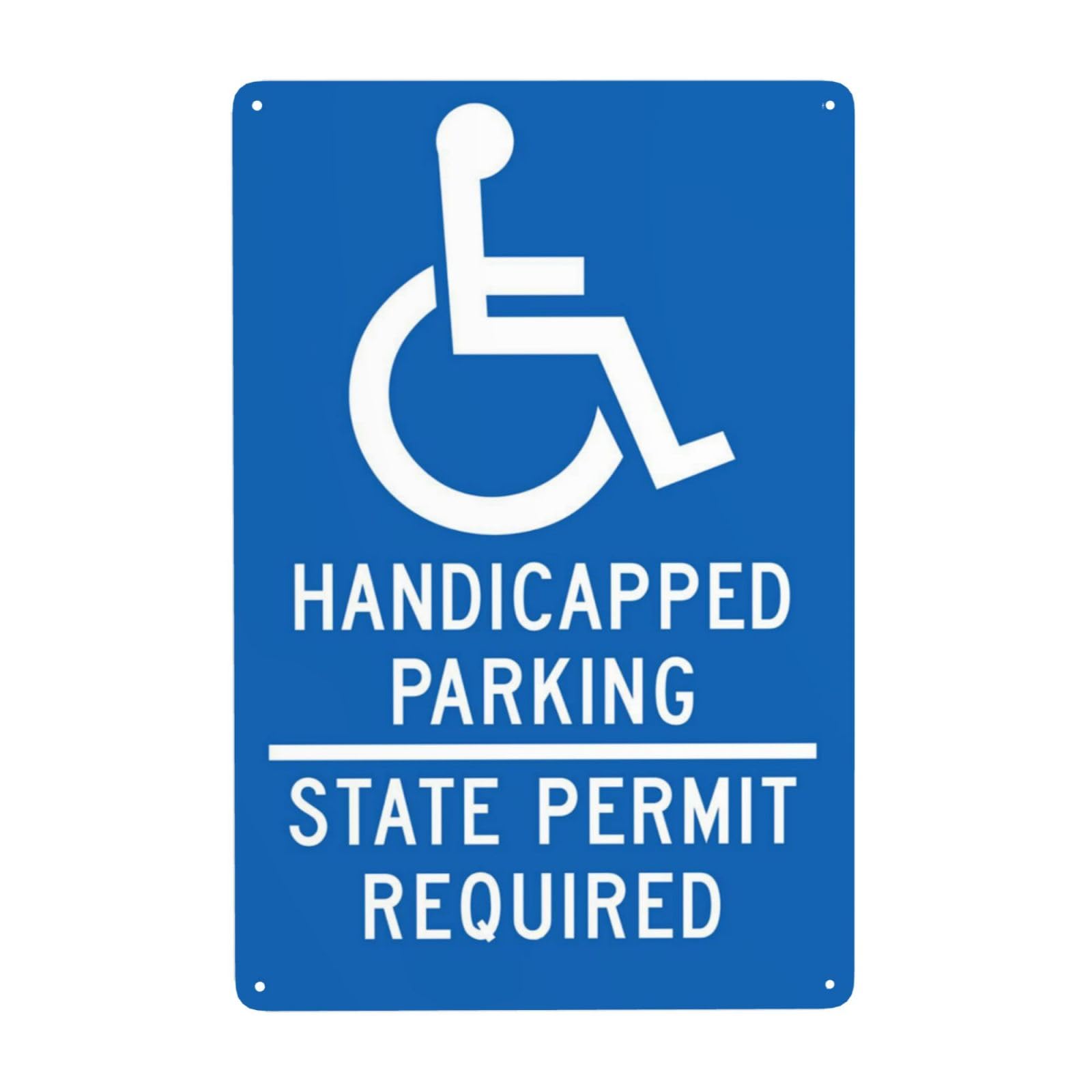 SMAZDFXX Handicap Parking Sign, Permit Required Metal Warning Signs, Cautions Security Tin Sign, Safety Signs for Street Business Wall Decor 5.5"x8"