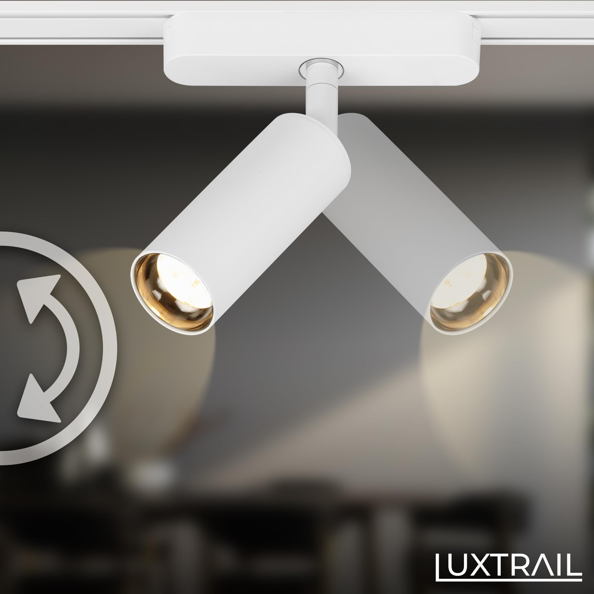 BRILONER - Système de rail Luxtrail LED Tracklight, Blanc chaud, Orientable, Accessoires, Tracklight, LED Spot, Spot de plafond, Projecteur, Plafonnier, Plafonnier, 130x40x155mm (LxDxH), Blanc