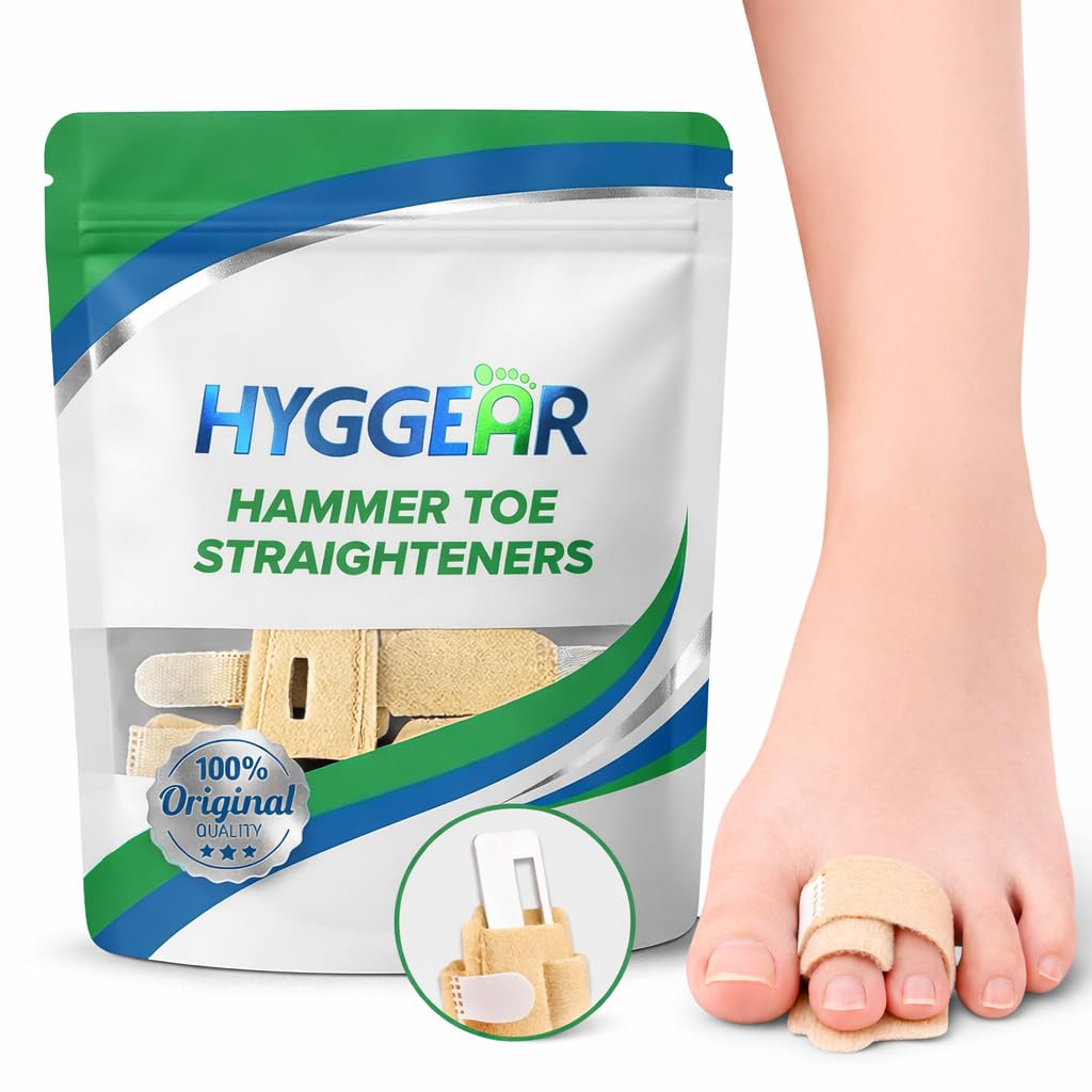 Hammer Toe Straightener for Women & Men - Toe Splint Wrap with Removable Aluminum Support for Crooked & Overlapping Toes - Adjustable Toe Corrector Brace for Comfort & Support (1 Piece)