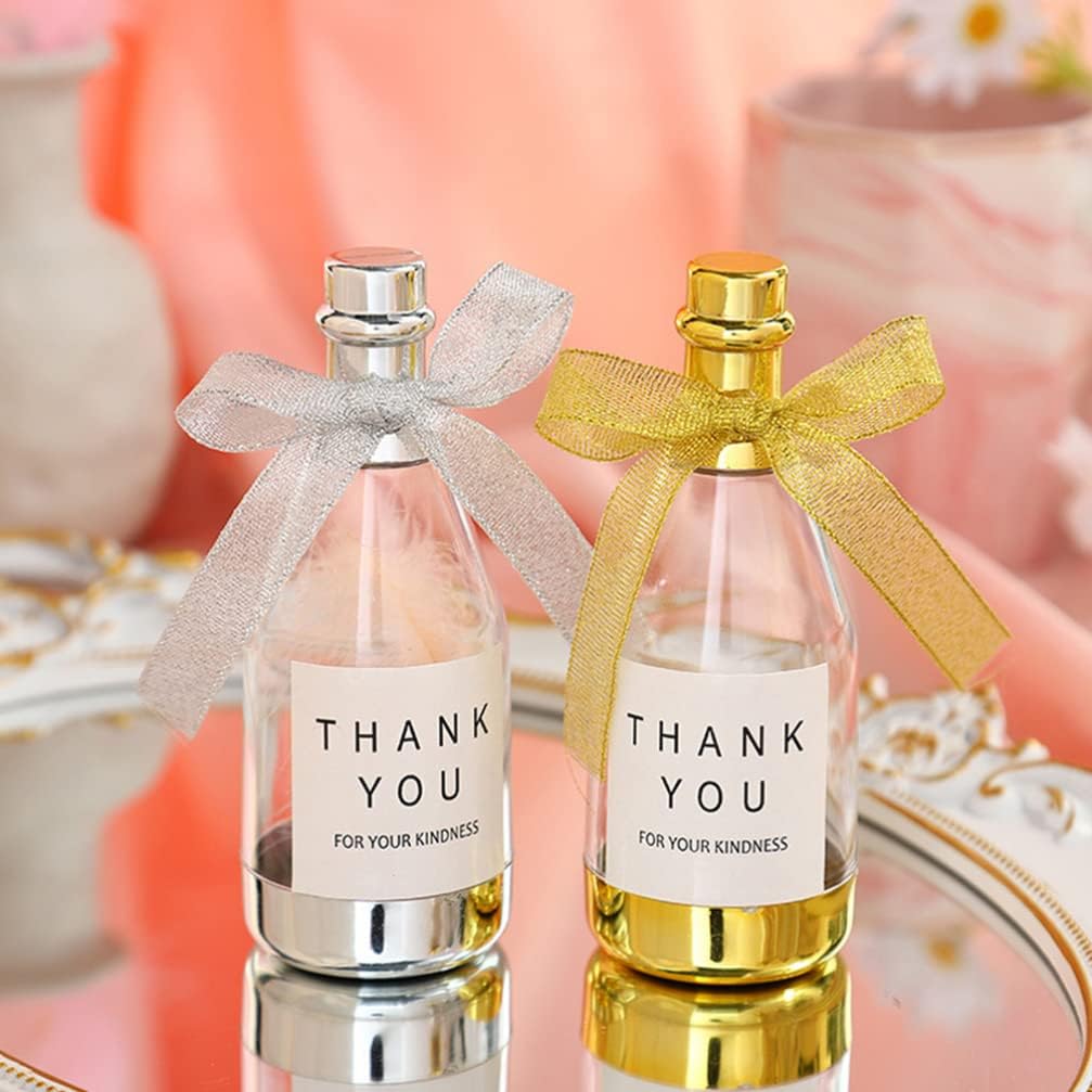 Toyvian 20Pcs Gold Bottle Container Candy Bottle Plastic DIY Favor Candy Jars Party Favor Containers for Baby Shower Bridal Shower Wedding Birthday Party