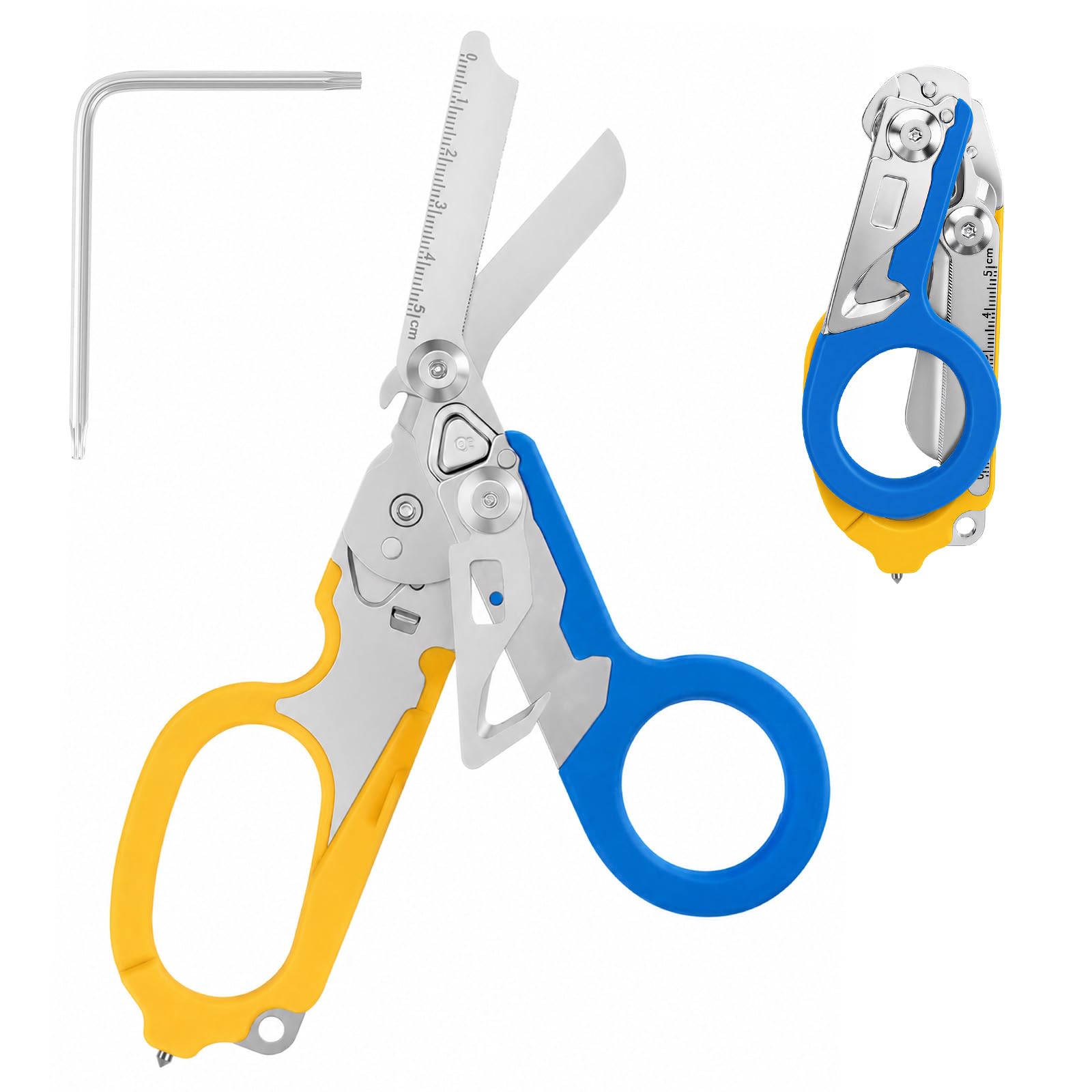 6-in-1 Heavy-Duty Emergency trauma shears (Blue yelloy)
