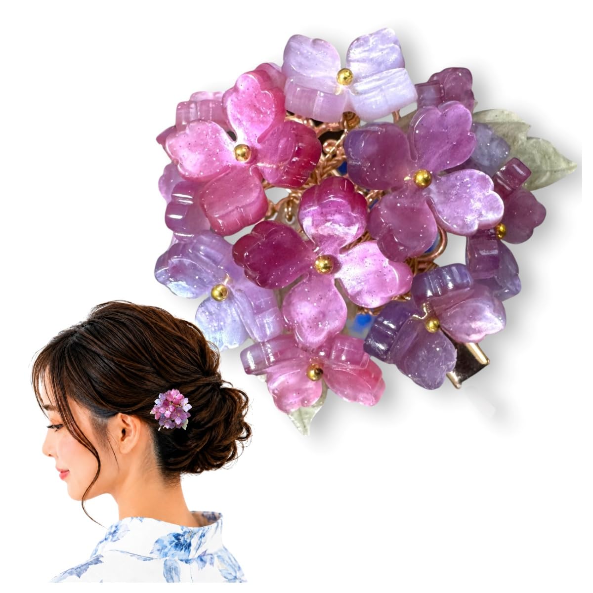 Amazon.co.jp: 髪飾り 浴衣 紫陽花 【夏の和装にあう涼やかなワン