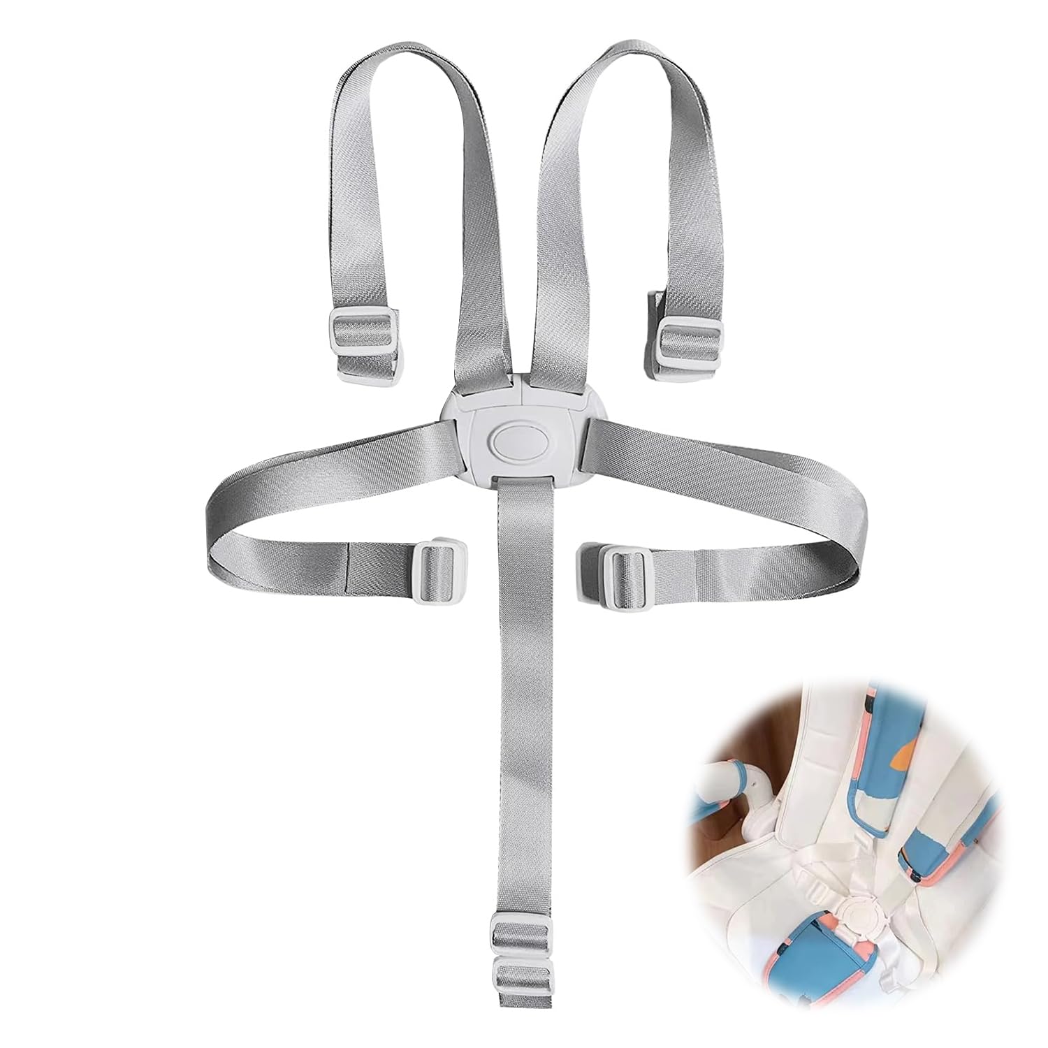 1 Pcs Harnais Chaise Haute Beb, Ceinture de sécurité à 5 points Sangle de Sécurité pour Chaise Haute harnais pour Ceinture sécurités de rechange Sangles de Universel Rechange Adaptable Pour Haise