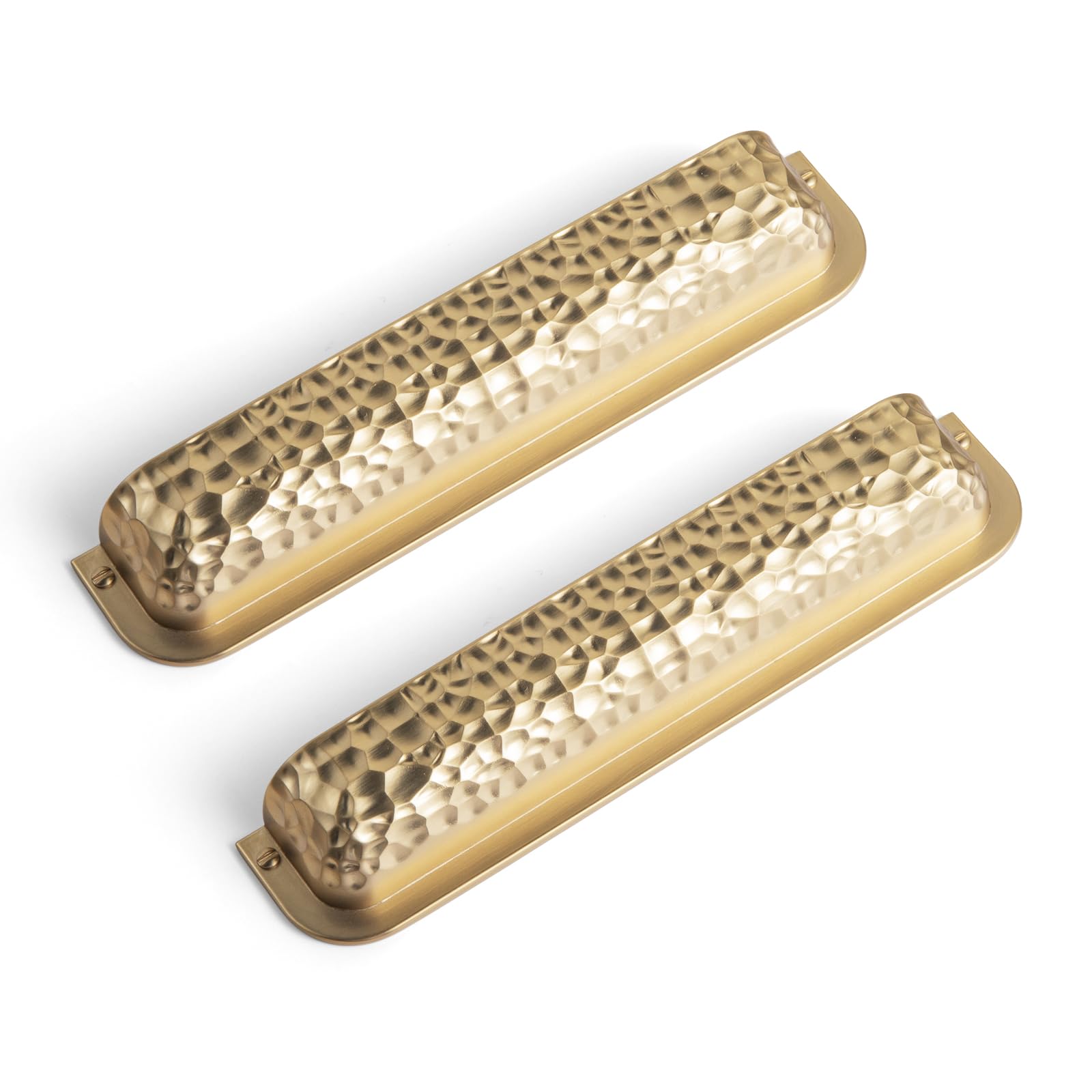 Goo-Ki Paquete de 6 tiradores martillados de bronce champán, agujero central de 5 pulgadas, manijas de barra de tracción de aleación de zinc para muebles