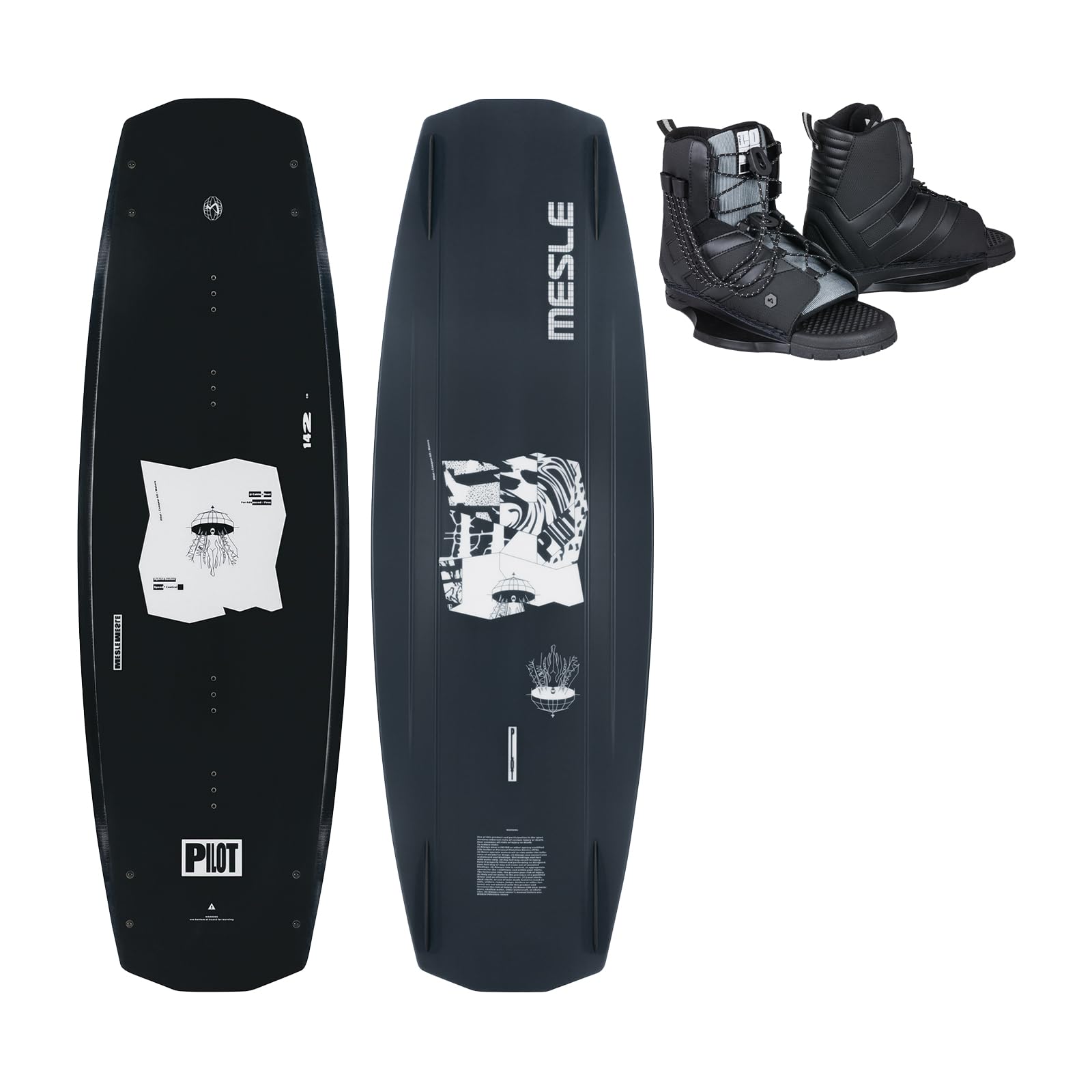 MESLE Wakeboard Set Pilot mit Core Bindung, Profi Wakeboard für Boot & Jet-Ski