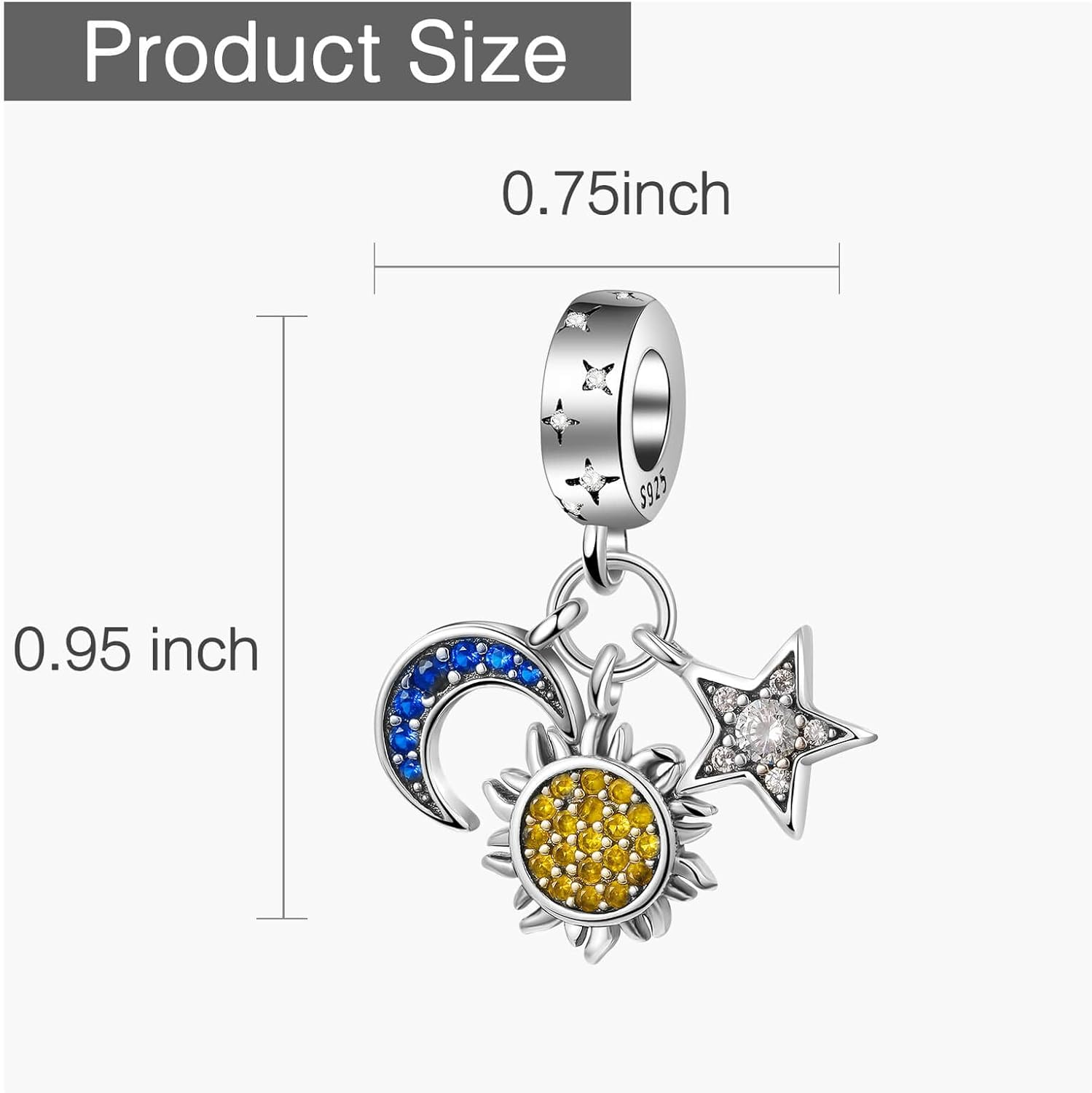 Sun Star Moon Charm 925 Sterling Silver Charms for Bracelets Necklaces Valentine's Day Gift Birthday Gift - Image 6