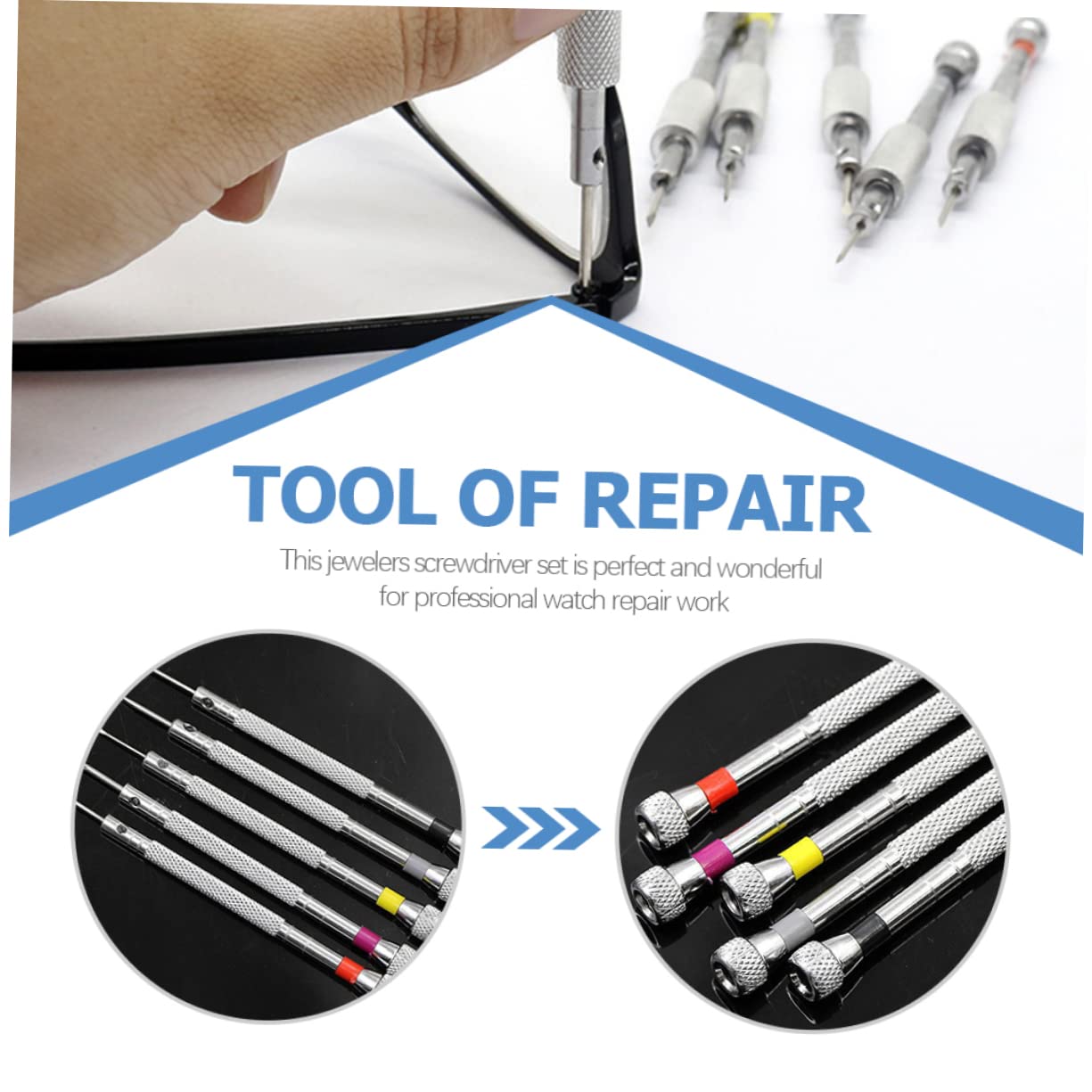 20 Piezas de Destornillador Mini Destornillador para Reloj Micro Herramientas de reparación de Relojes Kit de reparación de Relojes Arreglar una Joya Plana Kit de reparación de anteojos h(