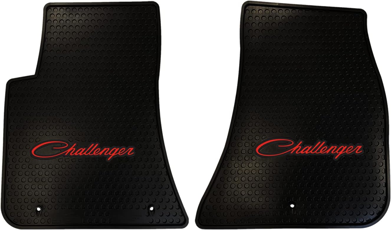 Lloyd Mats Custom-Fit All-Weather Rubber Floor Mats for Dodge Challenger RWD 2011-2023 (2PC - Red Challenger, Black) - Image 3