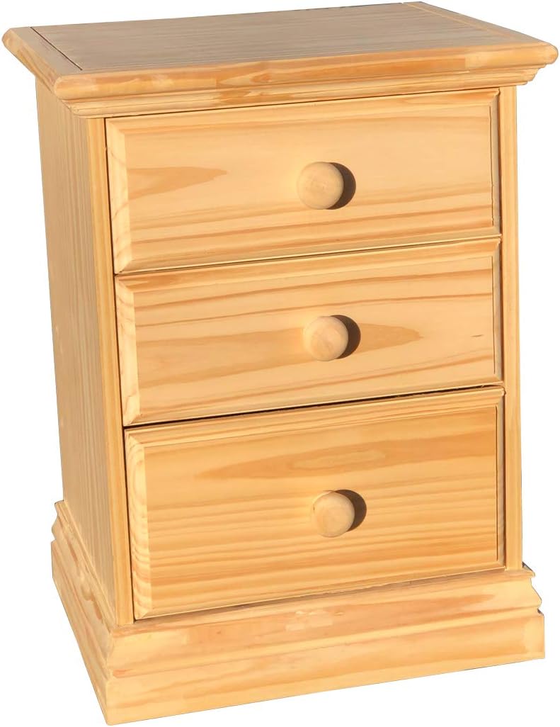 Wood To The World Arizona Twin Bed Solid Pine Platform Bed and 3 Drawer Nightstand Unfinished Bedroom Set Value Pack Suitable for Kids Room