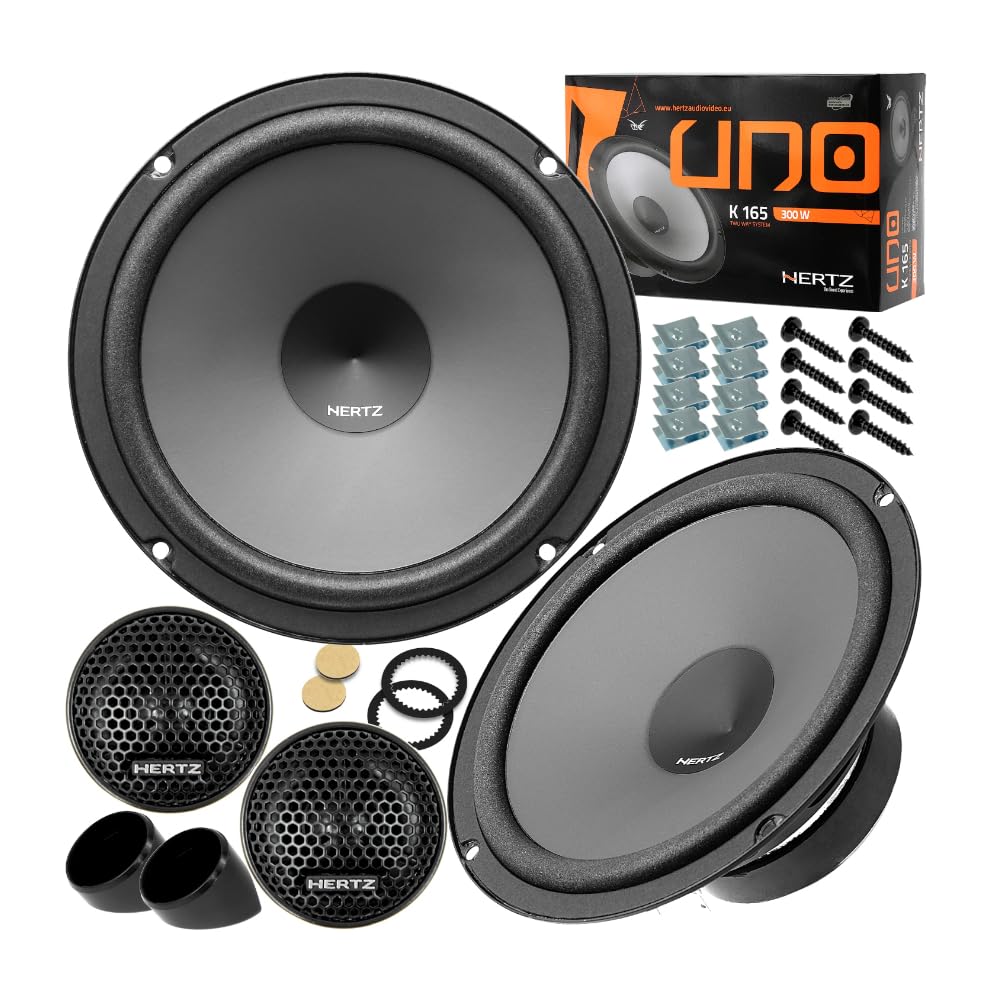 Kit 6 Casse Altoparlanti per VW Tiguan dal 2007 al 2024 compatibile con Hertz K165+X165 Anteriori e Posteriori con Set 4 Anelli + 4 Connettori Adattatori