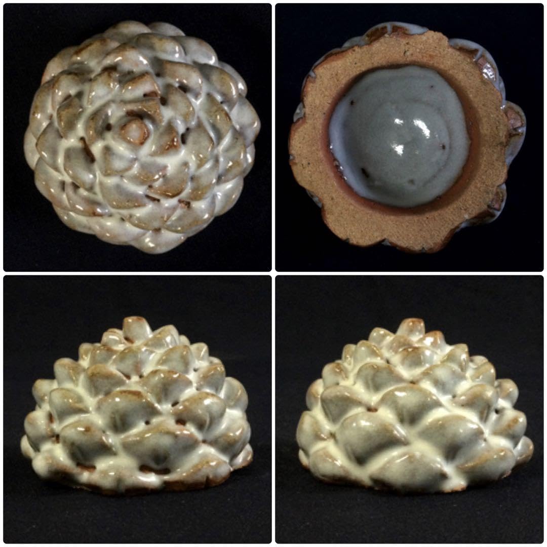 Amazon.co.jp: 萩焼 松笠香合 大華山 納富島雲作 茶道具 供箱付 K799