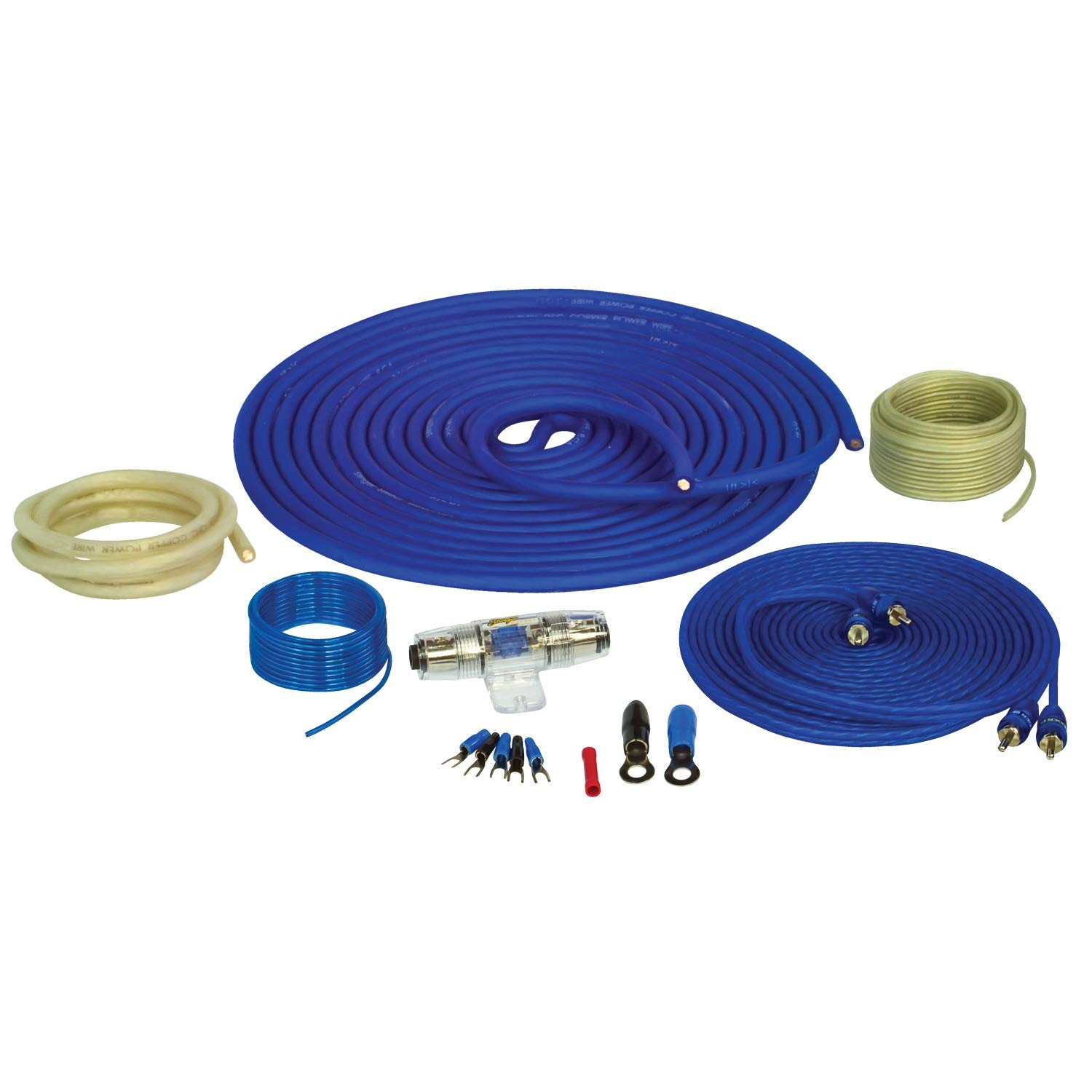 4-Gauge Copper Amplifier Wiring Kit, 1200 Watt Sub Wiring Kit, Complete Amp Wiring KIt for Complete Installation (4 Gauge - 1200 Watt)