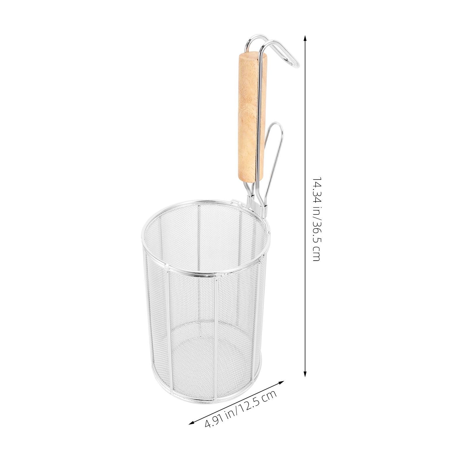 Genérico Colador y Freír Fideos de Acero Inoxidable con Mango de Madera de Pasta Resistente a Roturas, Cuchara Coladora Cómoda para Cocina en Olla Caliente