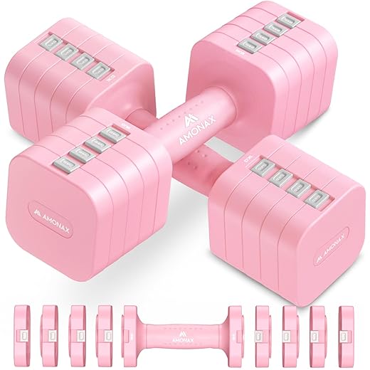 Amonax Adjustable Dumbbells Set, 1kg/2kg/3kg/4kg/5kg Dumbbell Pair, 4-in-1 and 5-in-1 Weights Dumbbells Set Women Men, Free Weights for Home Gym, Workout Hand Weights for Strength Training