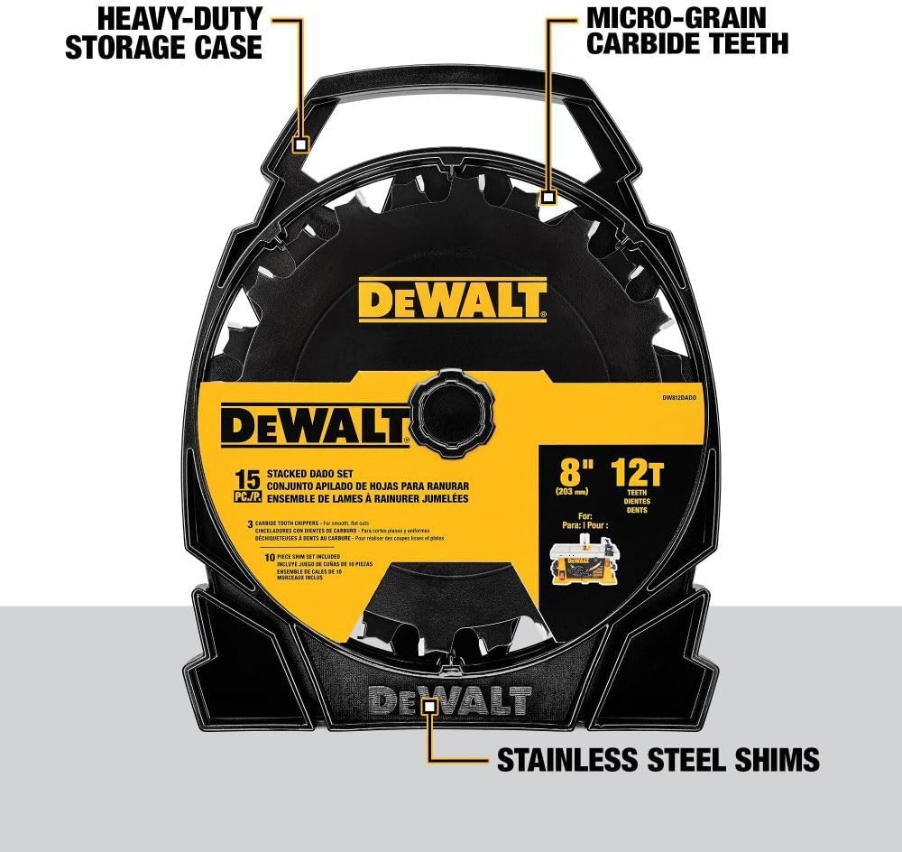 DEWALT Stacked Dado Saw Blade 8 Inch 12 Tooth (DW812DADO)