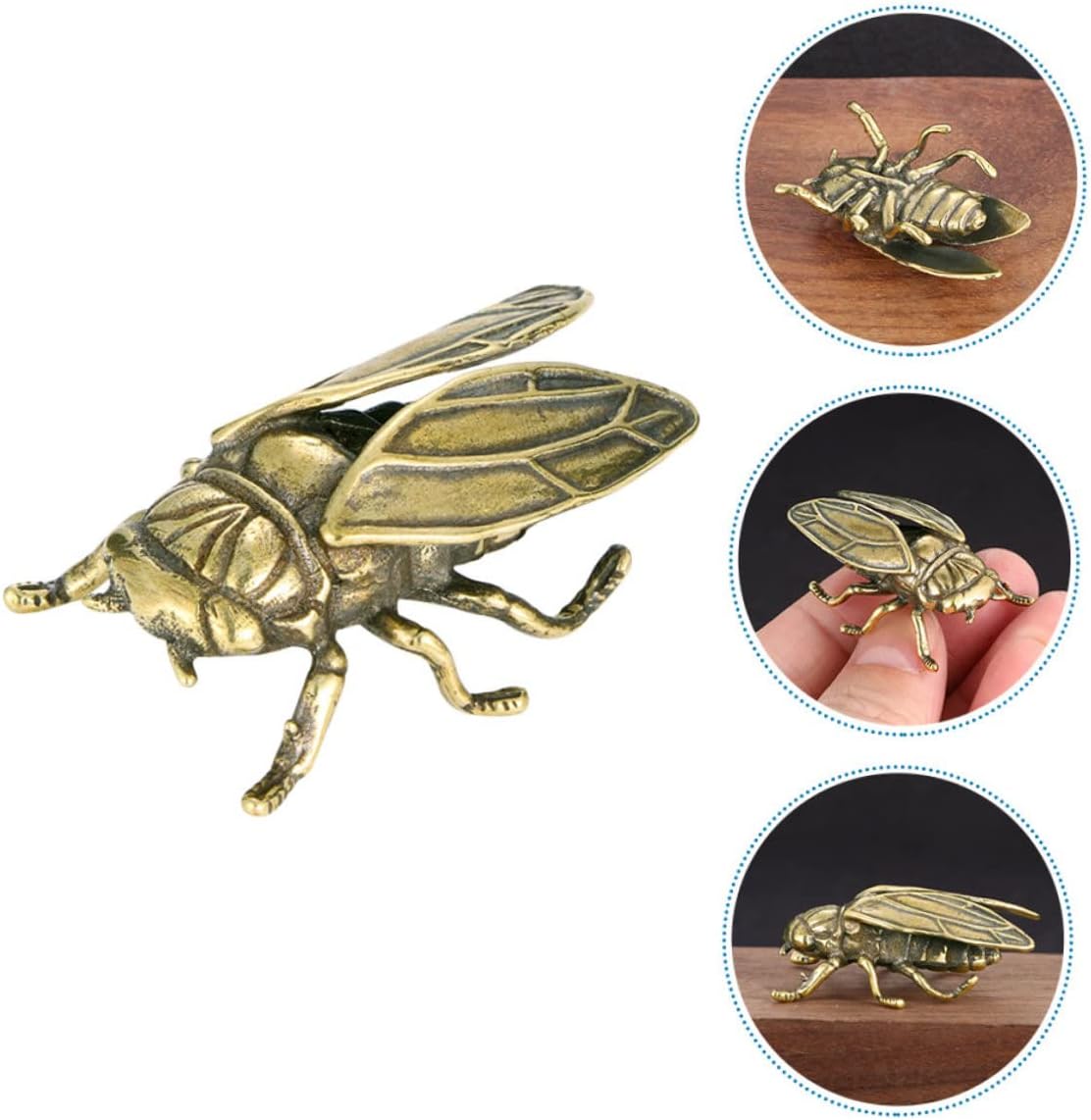 Brass Cicadas Figurine, Vintage Desktop Ornament for Home Office Xmas image 3