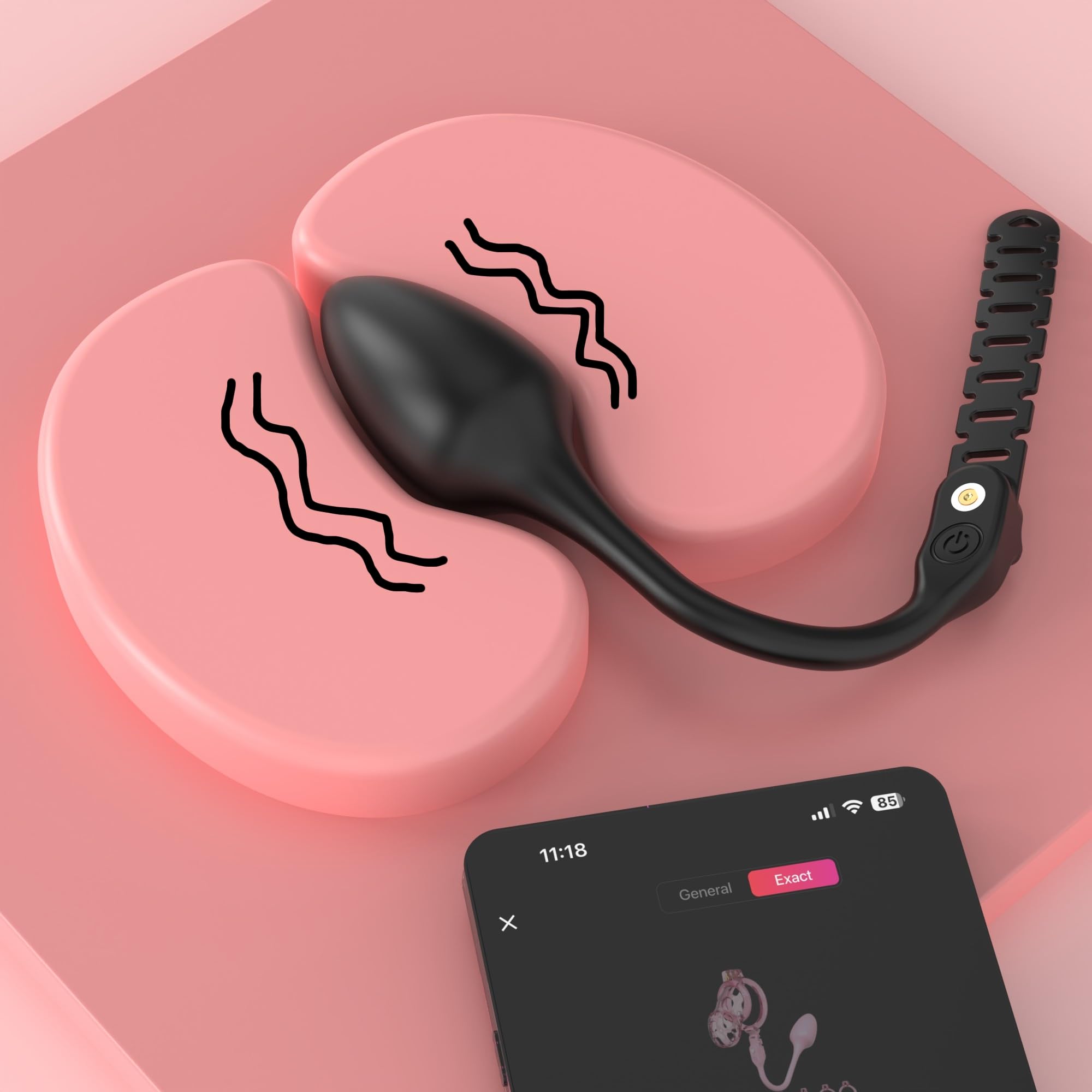 Jaula de Castidad Masculina de Resina con Plug Anal Vibrador y Forma de Tacón Alto para Mayor Seducción-A355 (con bola negra, S)