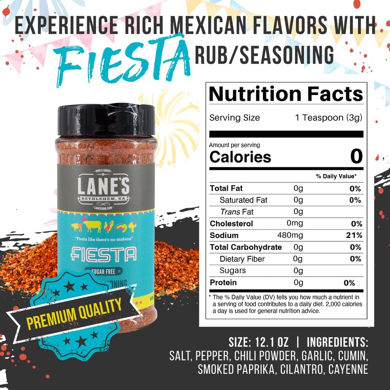 Miniatura 10 de Lane's Fiesta Taco Seasoning Mix - Condimento prémium del suroeste  Condimento de fajita  Mezcla de condimentos para burrito  Condimento Elote