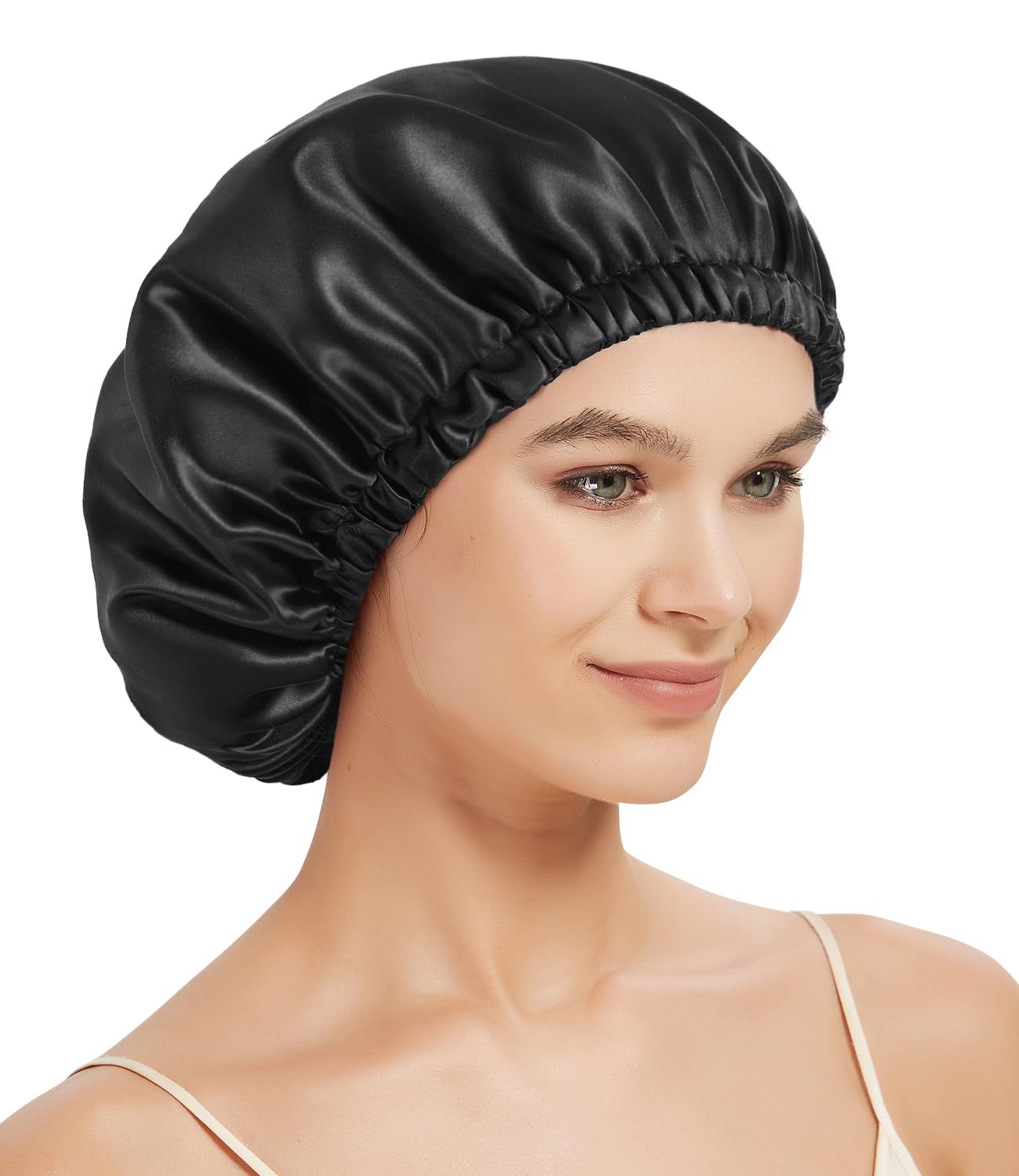 Hat Hut Unisex Black 22 Momme Mulberry Silk Bonnet For Sleeping, Hair Wrap For Curly Hair 100% Pure Mulberry Silk Sleep Cap, Reversible Bonnet (Uk, Alpha, One Size, )