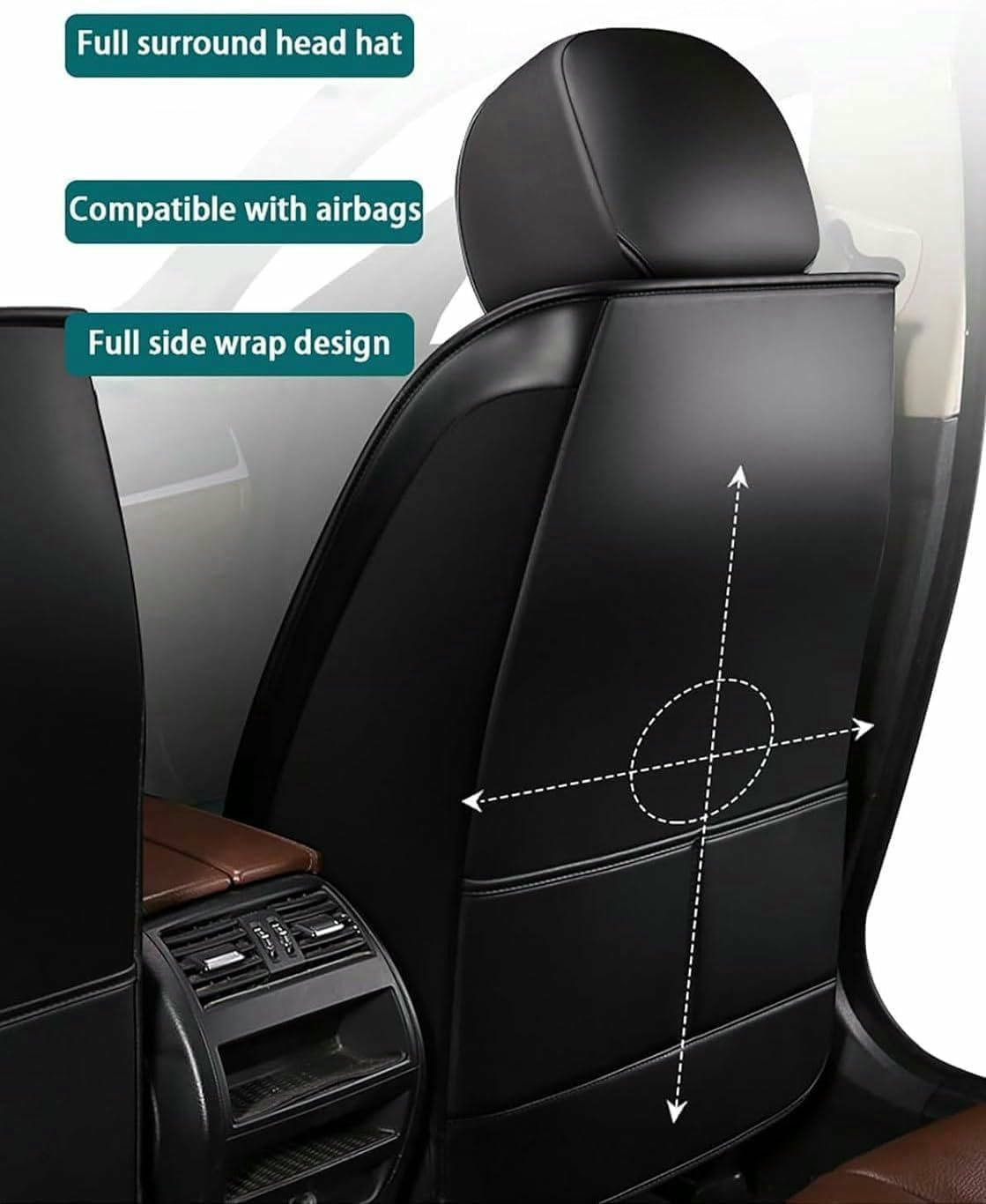 Sitzbezüge Auto Autositzbezüge Universal Set für SEAT Leon SC Cupra 300(5F)/Leon ST Cupra 300(5F)/Leon ST Ecomotive(5F) Auto Zubehör,Schwarz-Weiß-Luxus