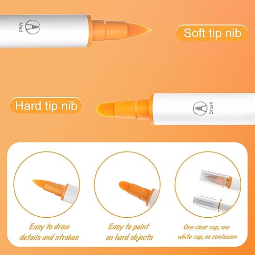 Miniatura 3 de Rotuladores de pintura acrílica, 24 unidades, bolígrafos de doble punta con punta suave y punta dura, marcadores de pintura acrílica de punta fina