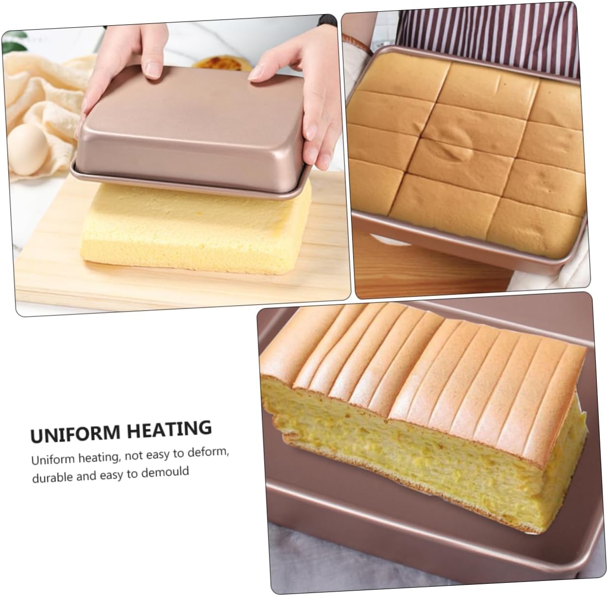 3pcs Carbon Steel Baking Pan Rectangular Nonstick Bakeware for Cakes Brownies Casseroles Rustproof Versatile Oven Bake Plates for Food Serving