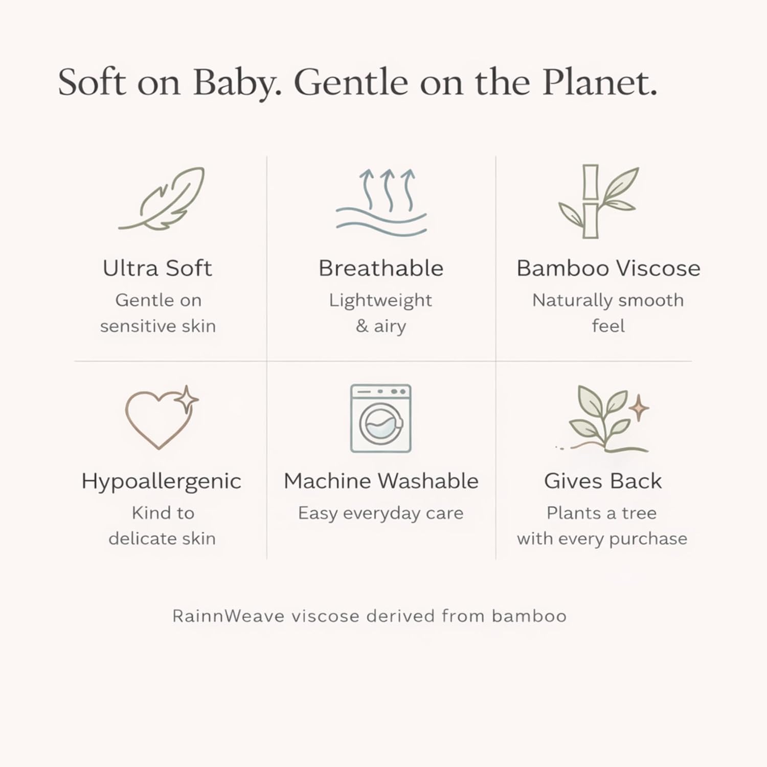Rainn Cozy Baby Blanket – Soft Viscose from Bamboo Blend, Breathable Nursery & Stroller Blanket
