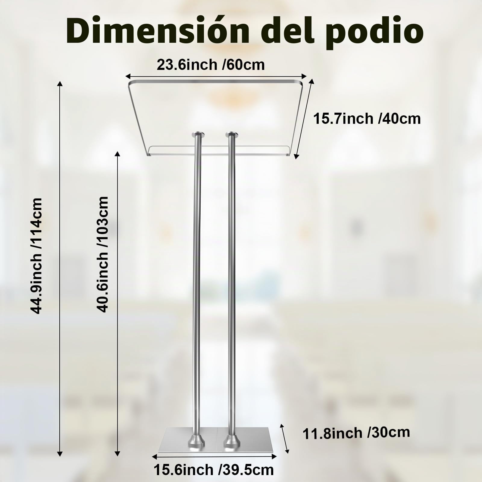 Atril de acrílico con fondo estable de hierro, púlpitos para iglesias con encimera acrílica de 10 mm de grosor, púlpito multifunción para aula moderna, conciertos, bodas, conferencias y eventos
