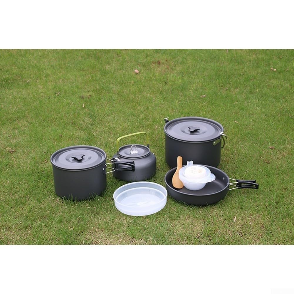 Juego de ollas y sartenes de aleación de aluminio ligero al aire libre