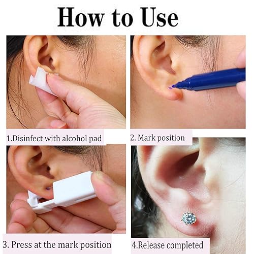 Miniatura 8 de Juego de 2 pistolas de perforación de oreja desechables, kit de pistola de perforación de oreja de seguridad