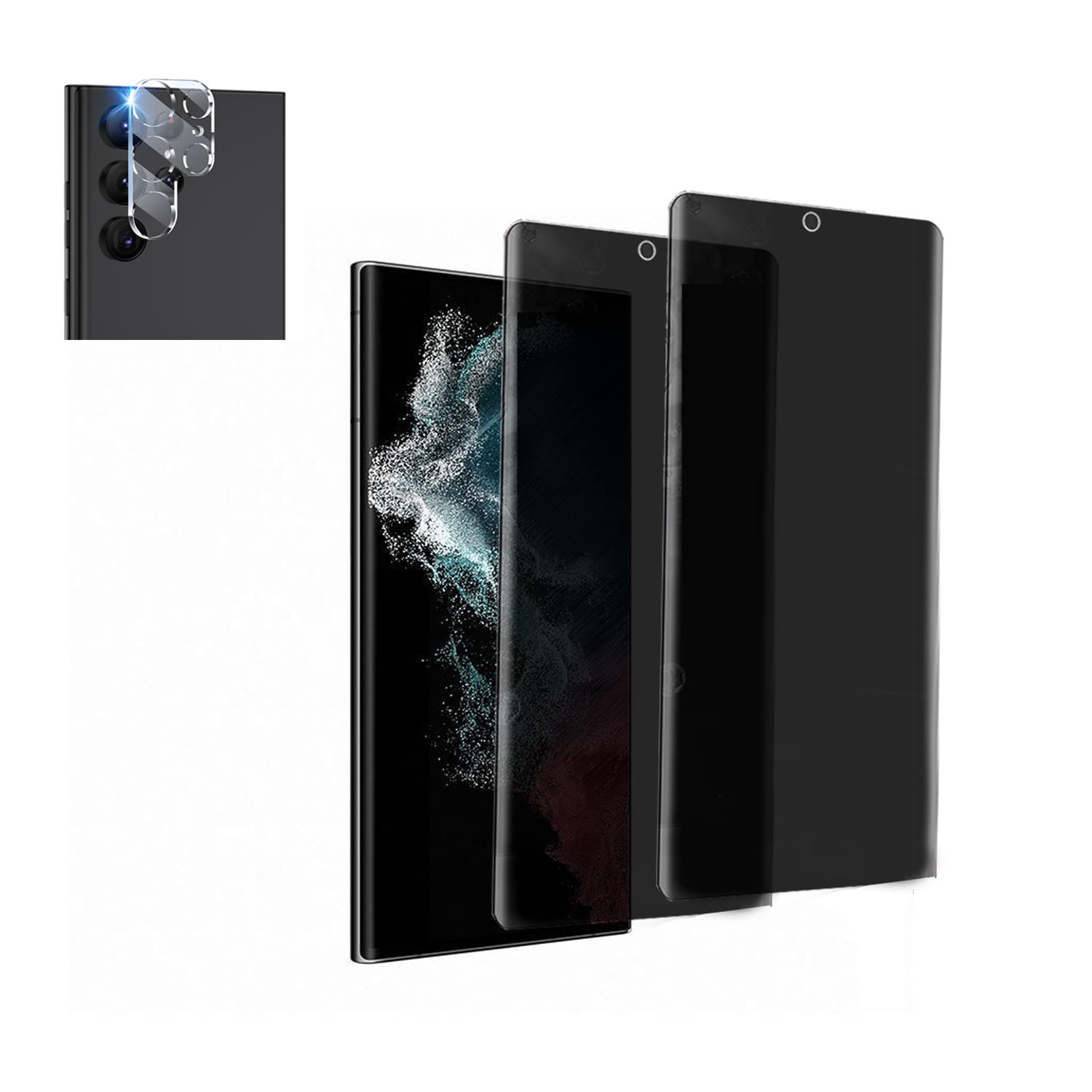[2 +1]Pack Privacy Glass Designed for Galaxy S22 Ultra 5G 6.8 inch Screen Protector with 1PCS Tempered Glass Camera Lens Protector, 2PCS Anti-peep