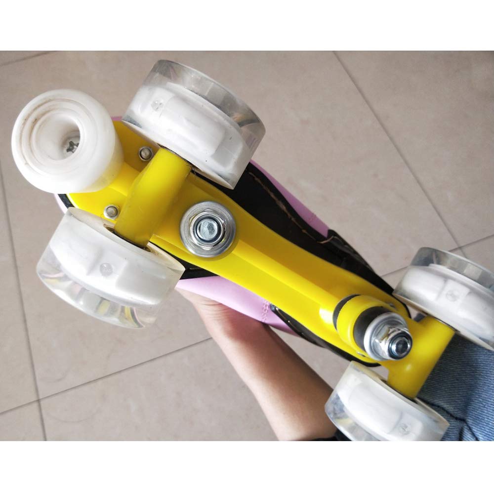 Rollschuhe Für Unisex, Verstellbare Roller Skates Für Männer/Frauen/Kinder/Erwachsene, rutschfeste, Atmungsaktive Indoor Und Outdoor Skating-Schuhe, Weiß, Pink, Größen 30-45