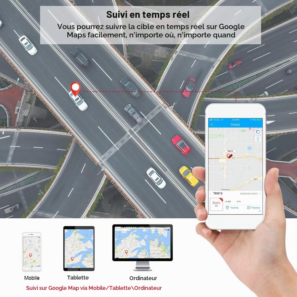 Traceur GPS Voiture 4G TK915 Étanche IP65 Aimant Antivol Multiples Alarmes Suivi en Temps Réel Aucune Restriction Géographique Tracker GPS pour Moto Camping-Car Bateau