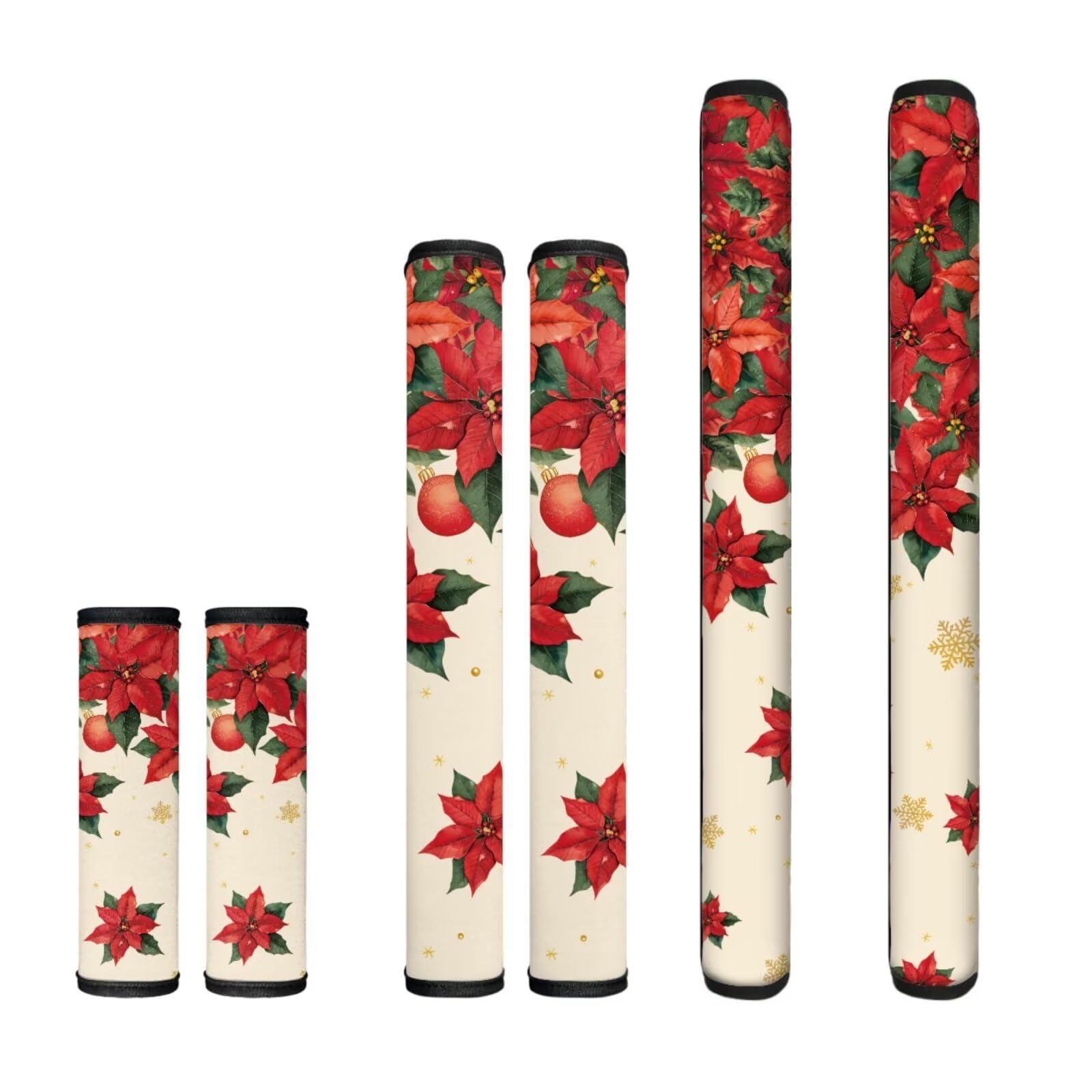 Fridge Door Handle Covers Set of 6, Refrigerator Door Handle Covers Kitchen Fridge Microwave Dishwasher Door Handle Protector Covers Christmas Poinsettia Flowers