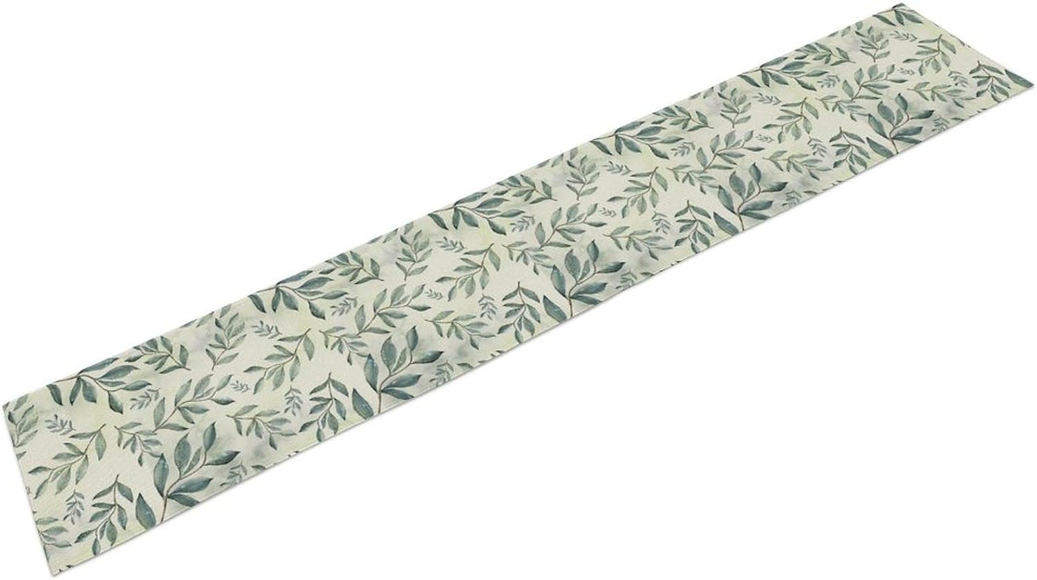 Leaf Table Runner,Boho Green Leaves Pattern Table Runner for Coffee Table Dining Room Table Bedroom Party Holiday Decor 13x90inch