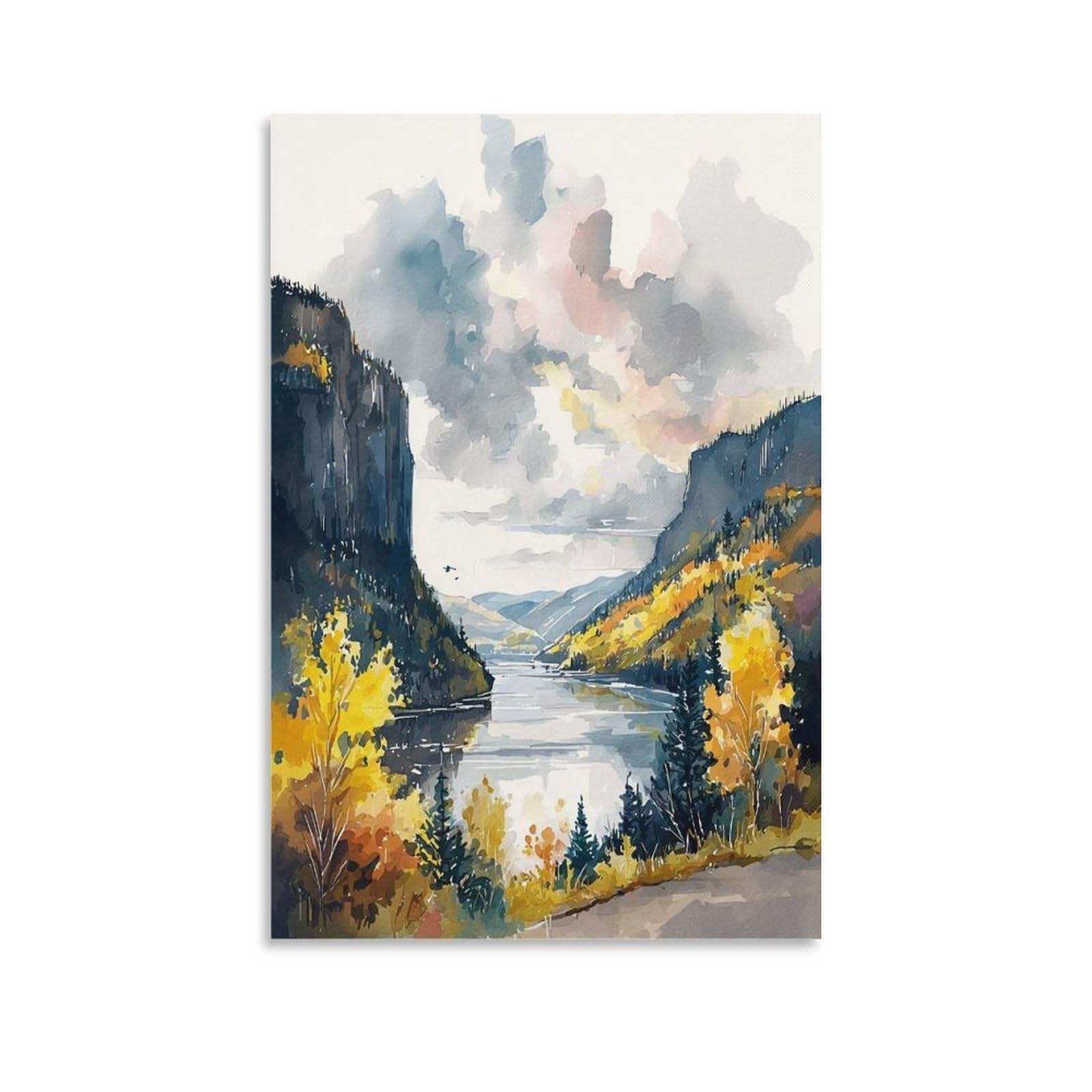 XWYMXZ Finger Lakes Watercolor Print Poster 20x30inch(50x75cm) Vintage Watercolor Canvas Art