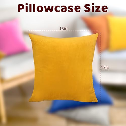 Miniatura 2 de Paquete de 2 fundas de almohada de terciopelo suave de 18 x 18 pulgadas, fundas de cojín cuadradas sedosas decorativas con cremallera para