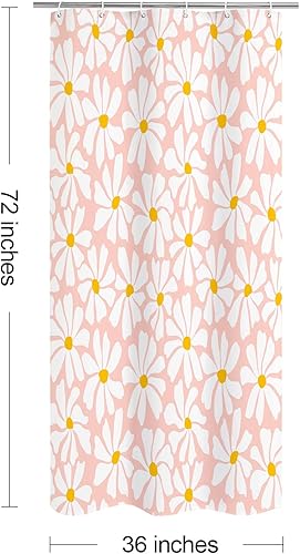Miniatura 22 de Cortina de ducha floral de margaritas azules, cortina de ducha bohemia con flores de primavera para baño femenino, juego de cortina de ducha moderna