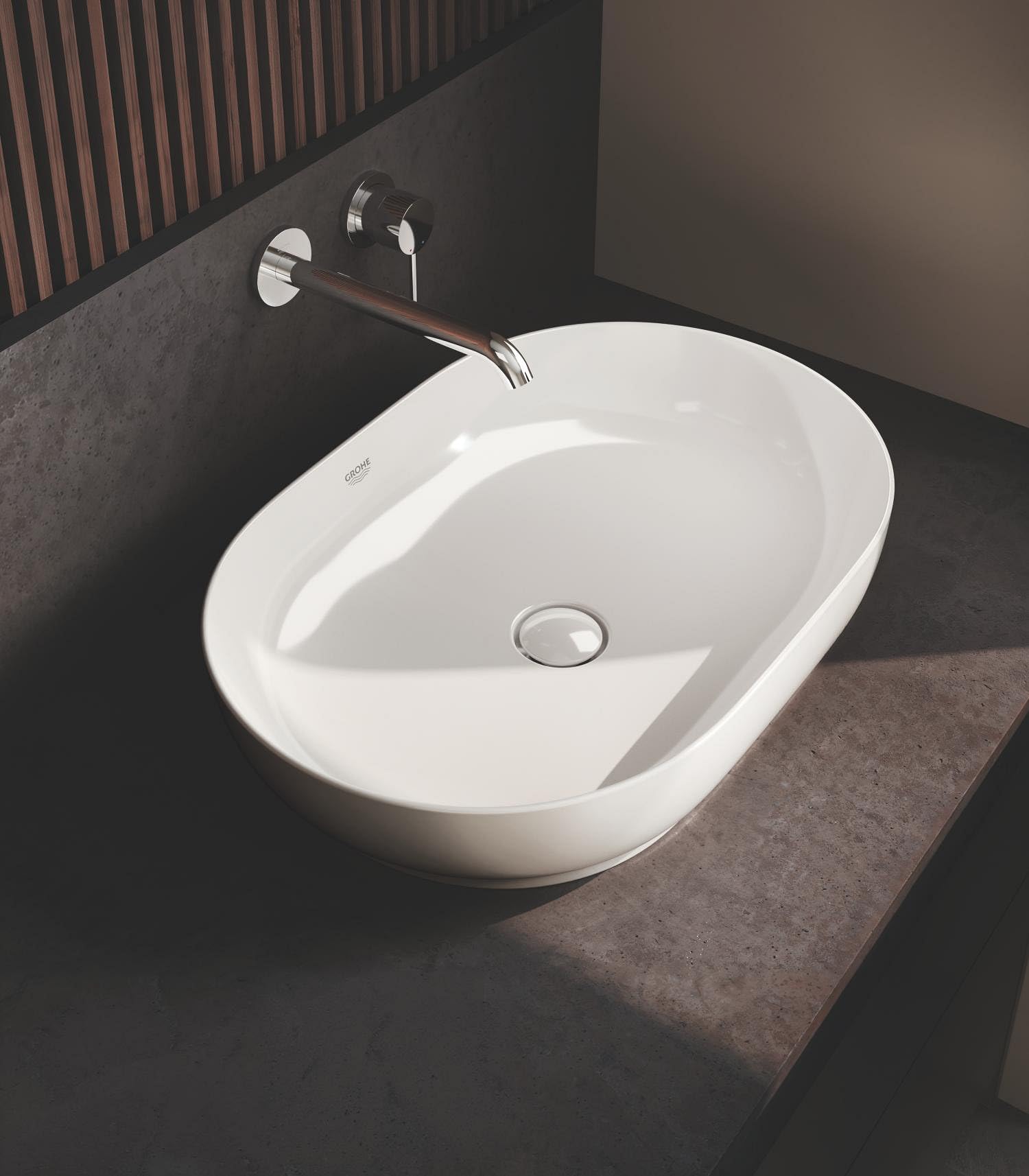 Grohe Essence - Grifo de lavabo con sistema de montaje en pared, kit para montaje final, cuerpo empotrado no incluido, tamaño L (Ref. 19967001)