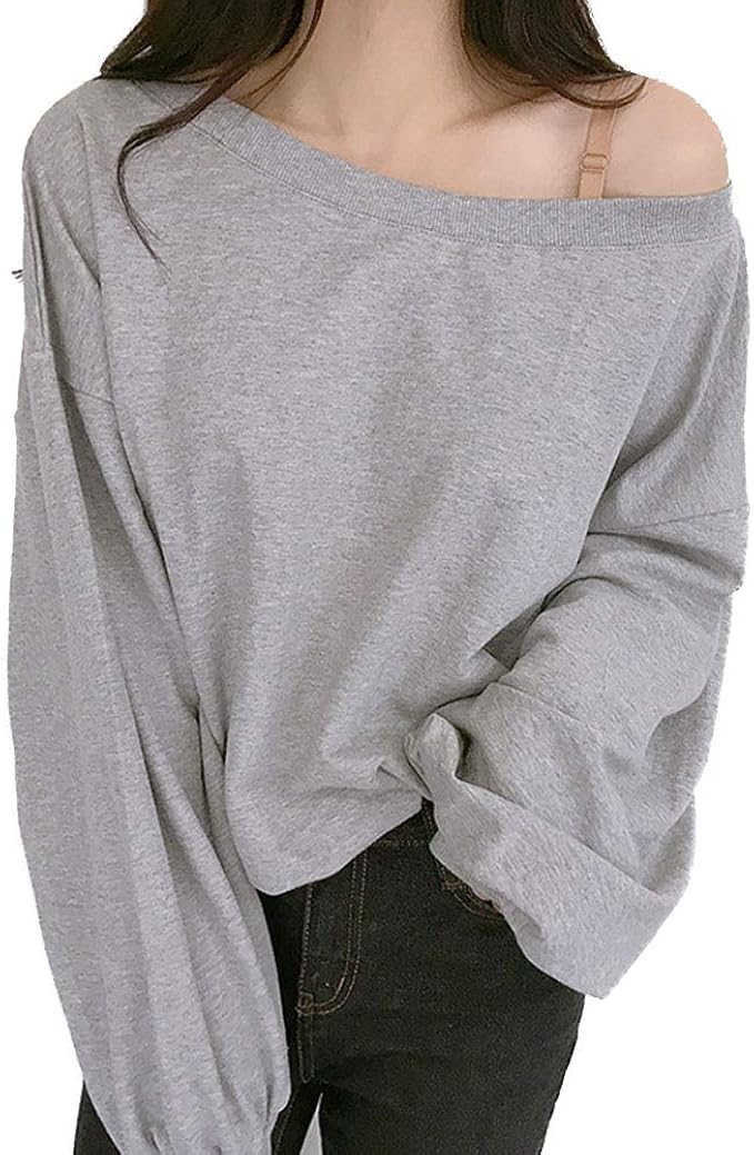 Amazon トップス レディース 春 オフショルダー トップス レディース 韓国 トレーナー カットソー 長袖 Tsdo0753 グレー Tシャツ カットソー 通販 Amazon トップス レディース 春 オフショルダー トップス レディース 韓国 トレーナー カットソー 長袖 Tsdo0753 グレー Tシャツ カットソー 通販