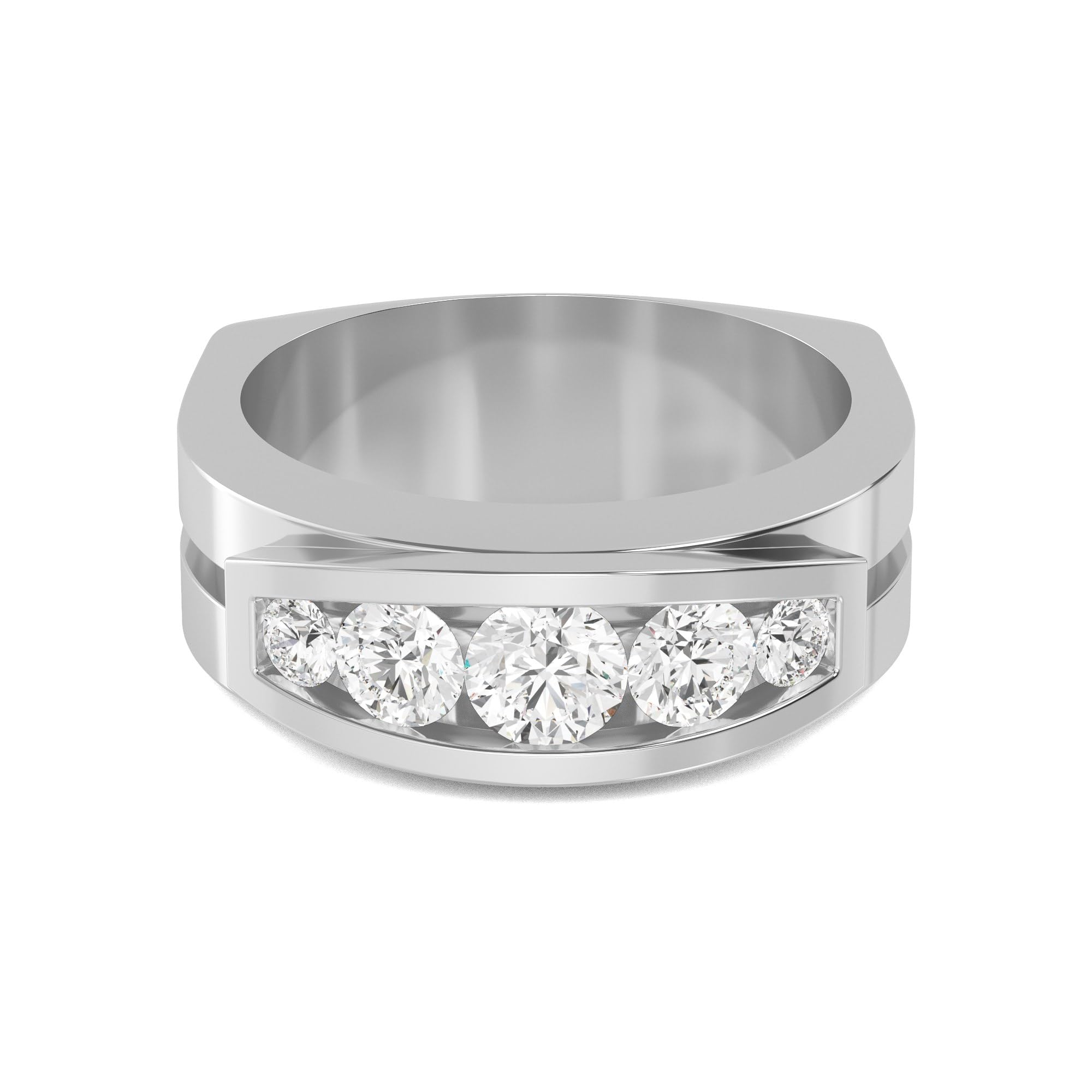 1-8 Carat (ctw) White Gold Round Cut LAB GROWN Diamond Mens Band (Color D-E Clarity VS1-VS2)