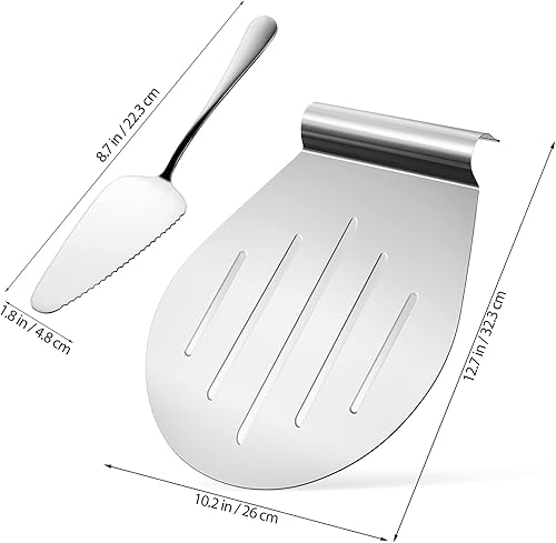 Miniatura 4 de 1 elevador de pizza con 2 servidores de postres de acero inoxidable, espátula, servidor de tartas, herramientas para servir pasteles de boda, palas